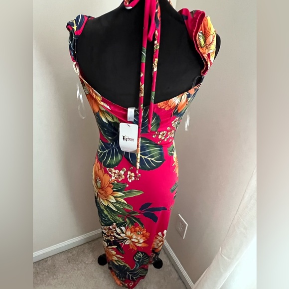 Brand New!  Floral Halter Dress w Pull On Sleeves, Sz 3X - Picture 2 of 5